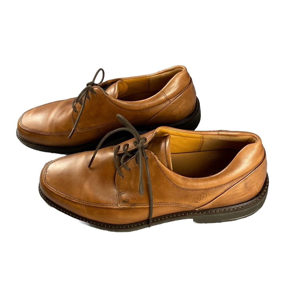 Ecco Apron Toe‎ Dress Shoes Brown Leather Mens Size EU 44 US 10 Business Career